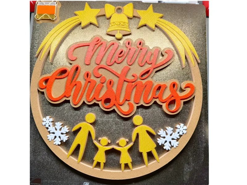 Merry Christmas Ornament 24cm Family 2 girls