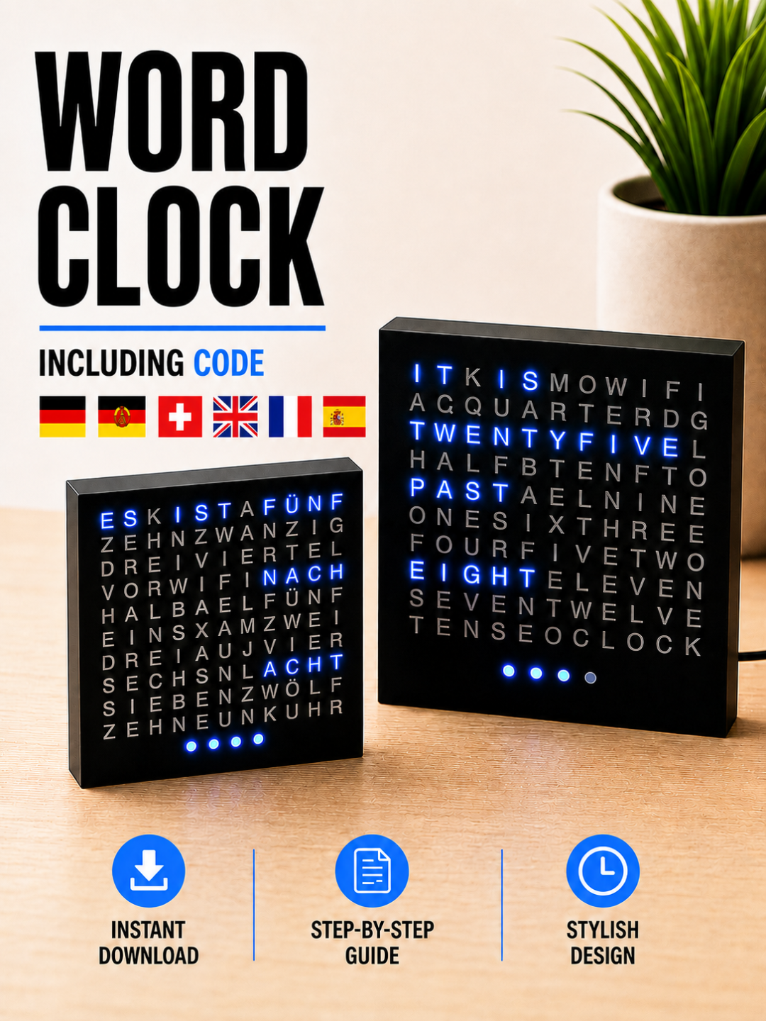 wordclock 3d print model download - MakerWorld