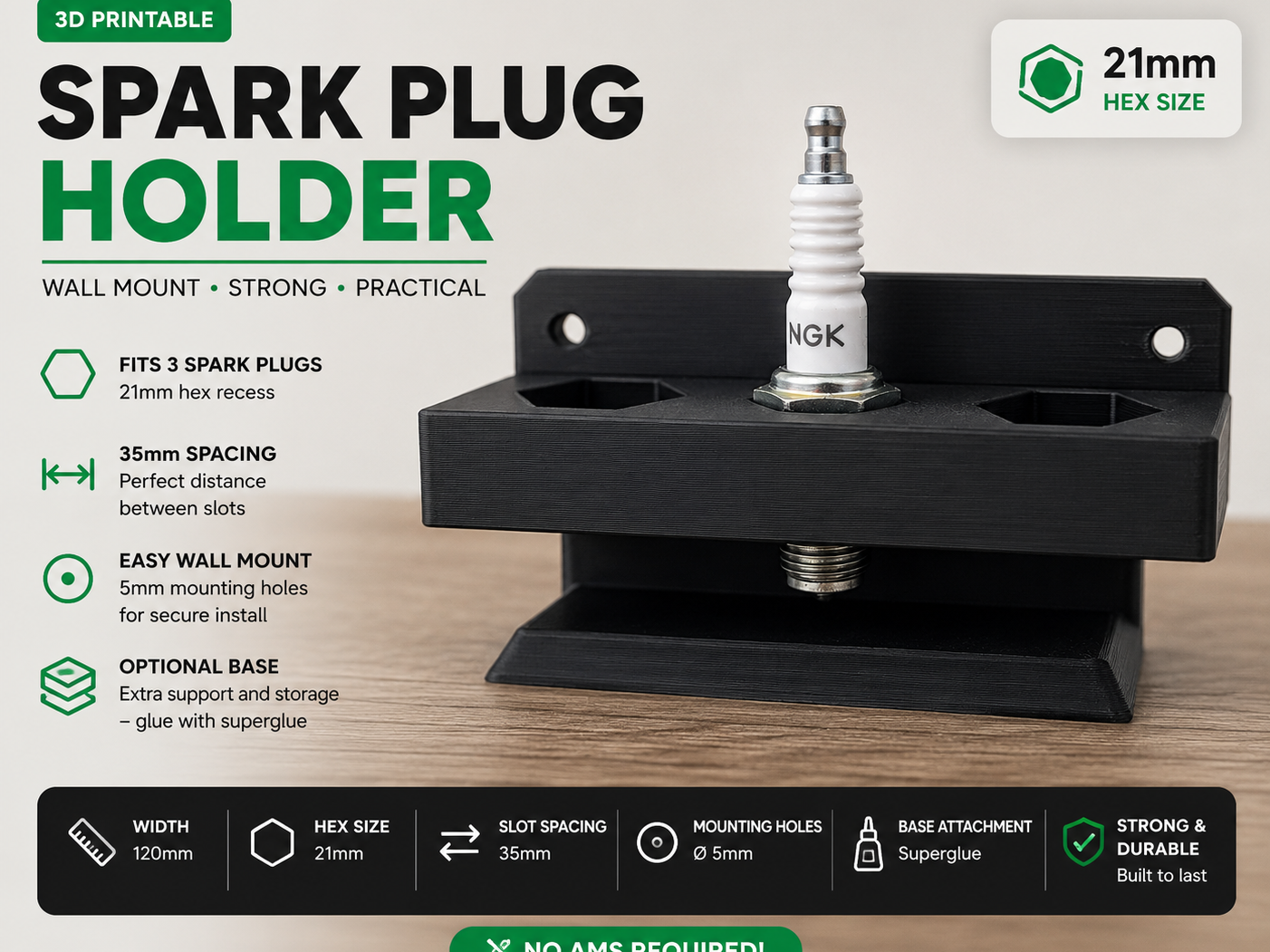 Spark Plug Holder | Universal Garage Organizer