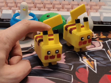 Miniatura 2 do modelo 3D 积木风格皮卡丘 按键解压钥匙链 皮卡+1