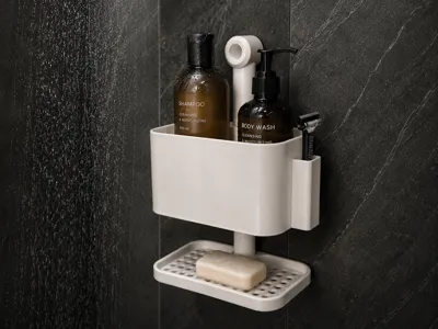 shower shampoo holder with soap and razor