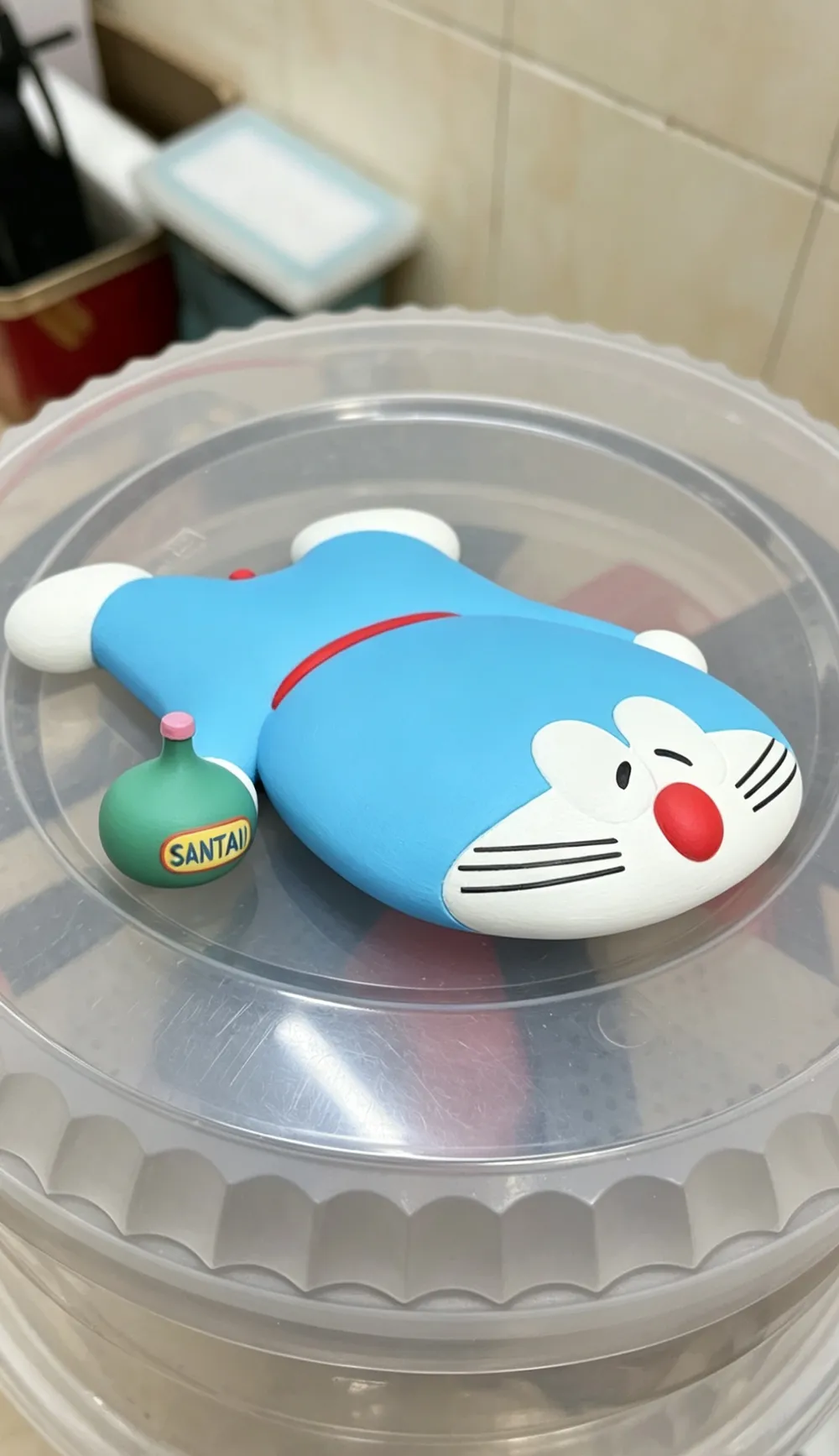 3Dプリント ドラえもん カップ麺蓋押さえ（14cmの長さでカップ麺の容器
