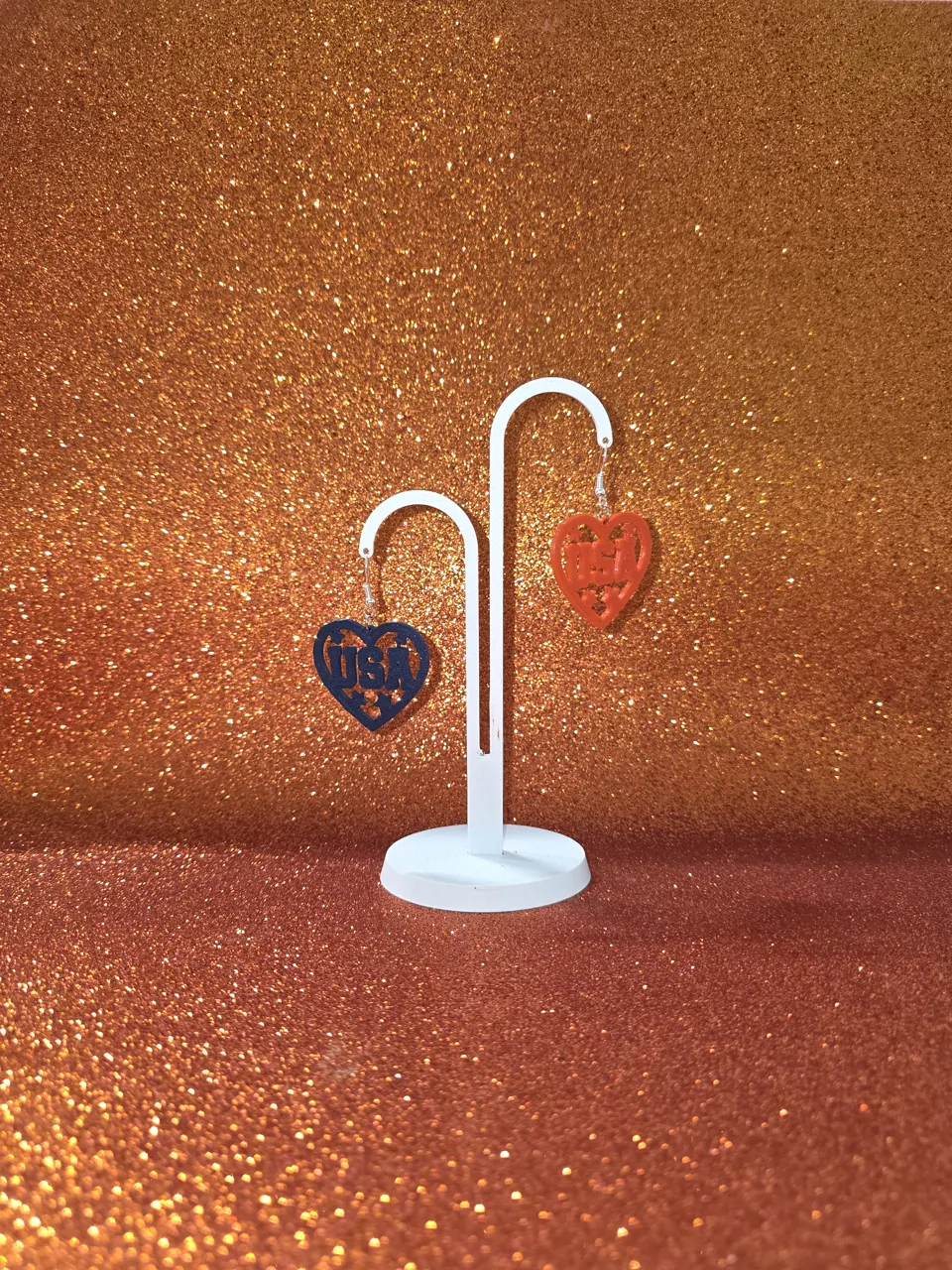 USA heart earrings view 3