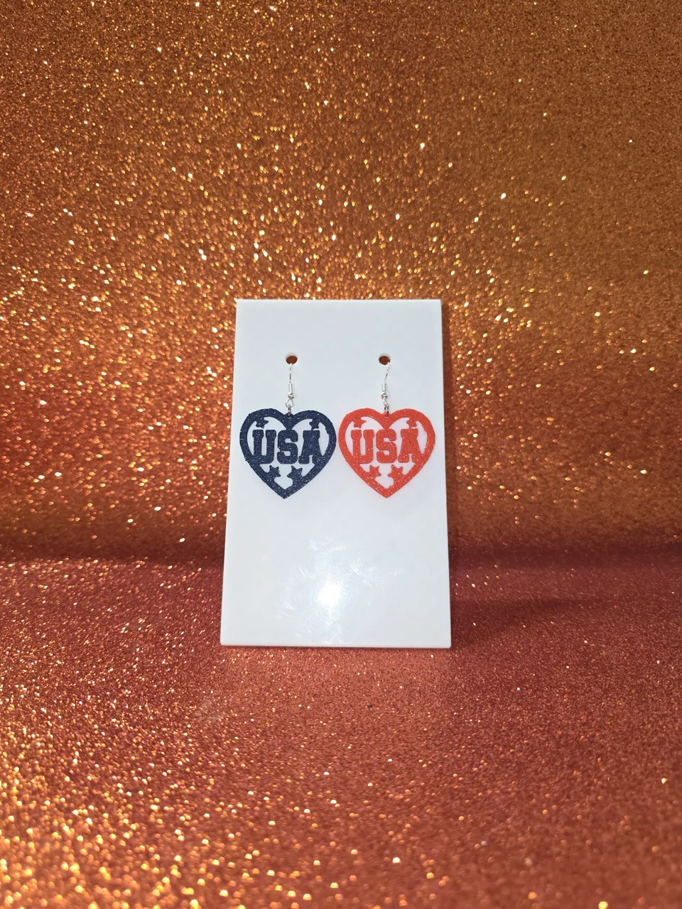 USA heart earrings view 2