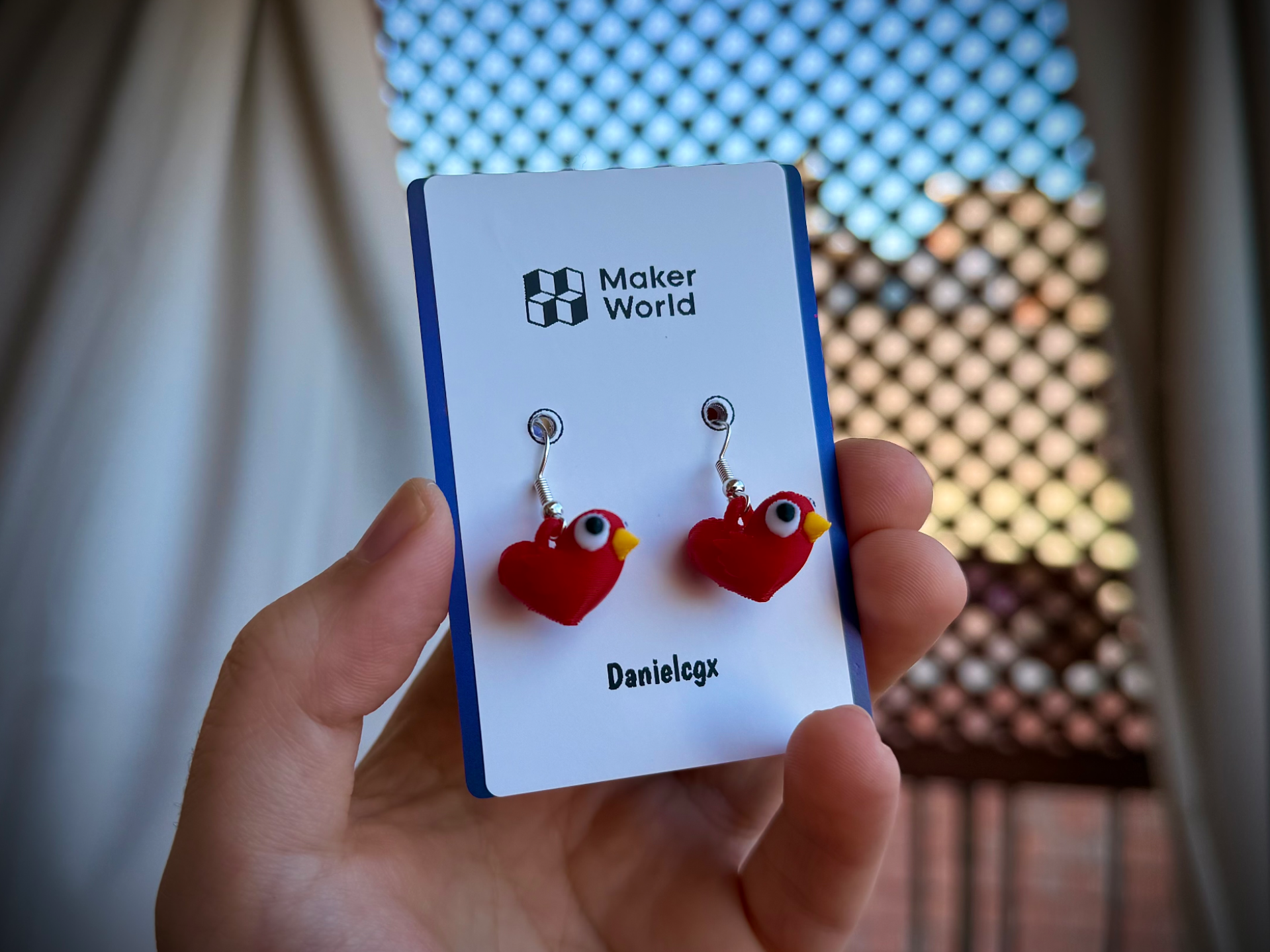 Heart Bird Earrings (2cm) – Full Color AMS
