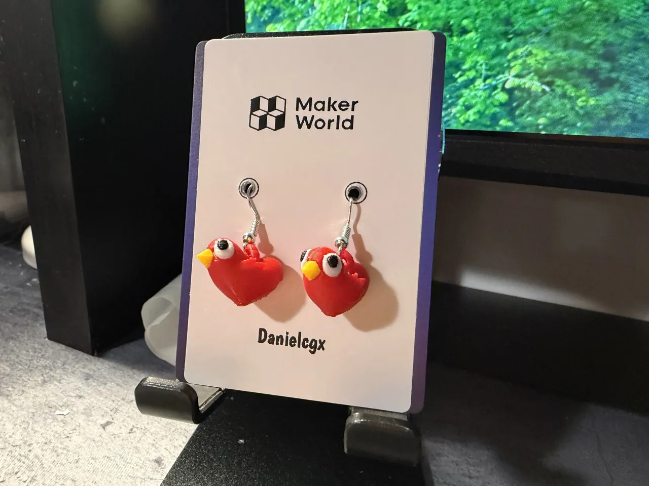 Heart Bird Earrings (2cm) – Full Color AMS view 2