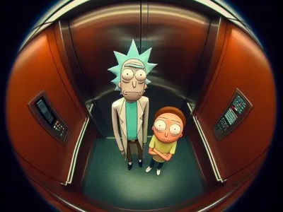 Rick and Morty elevator print