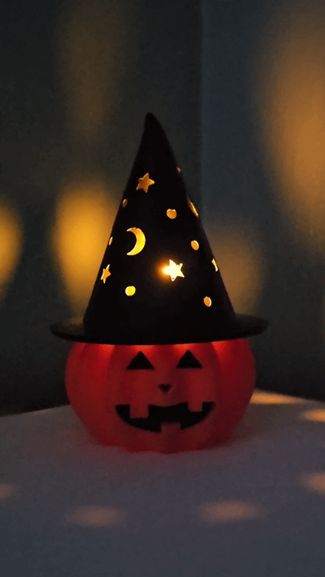 Witch Hat Lantern on Pumpkin