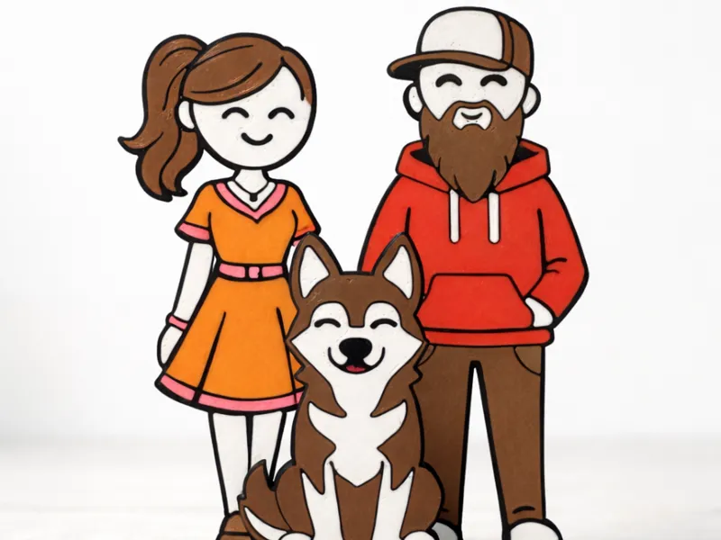 Custom Family Set with Dog/Cat (Multi Color)