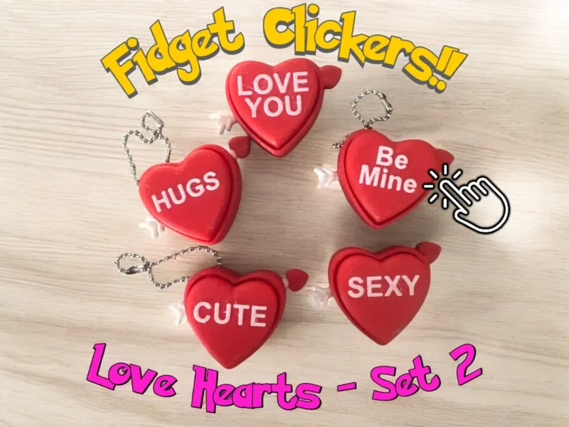 Love Hearts Set 2 - Fidget Clickers and keychains