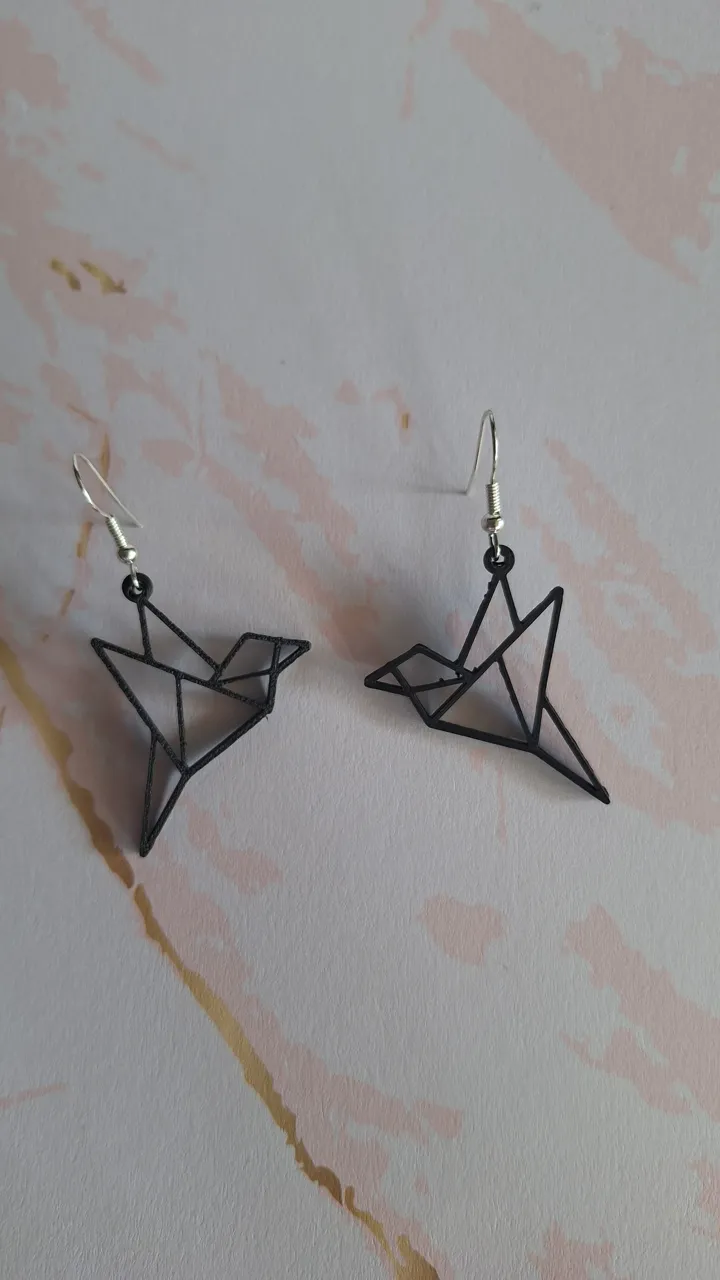 Origami Earrings - Paper birds view 2