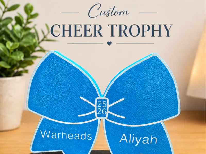 Custom Cheer Bow Trophy Stand | Name & Team