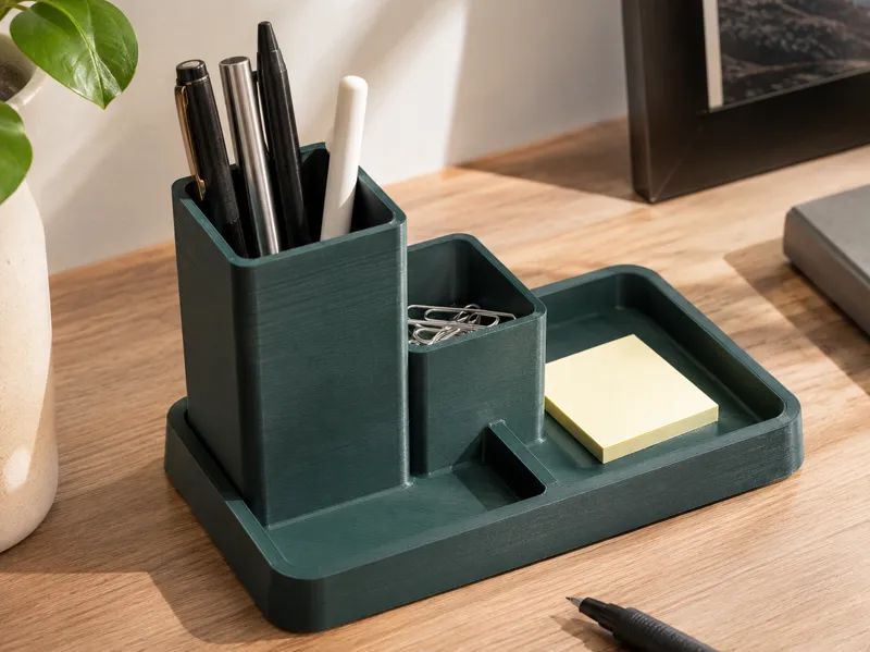 Modern Desk Organizer with Pen Holders & Tray