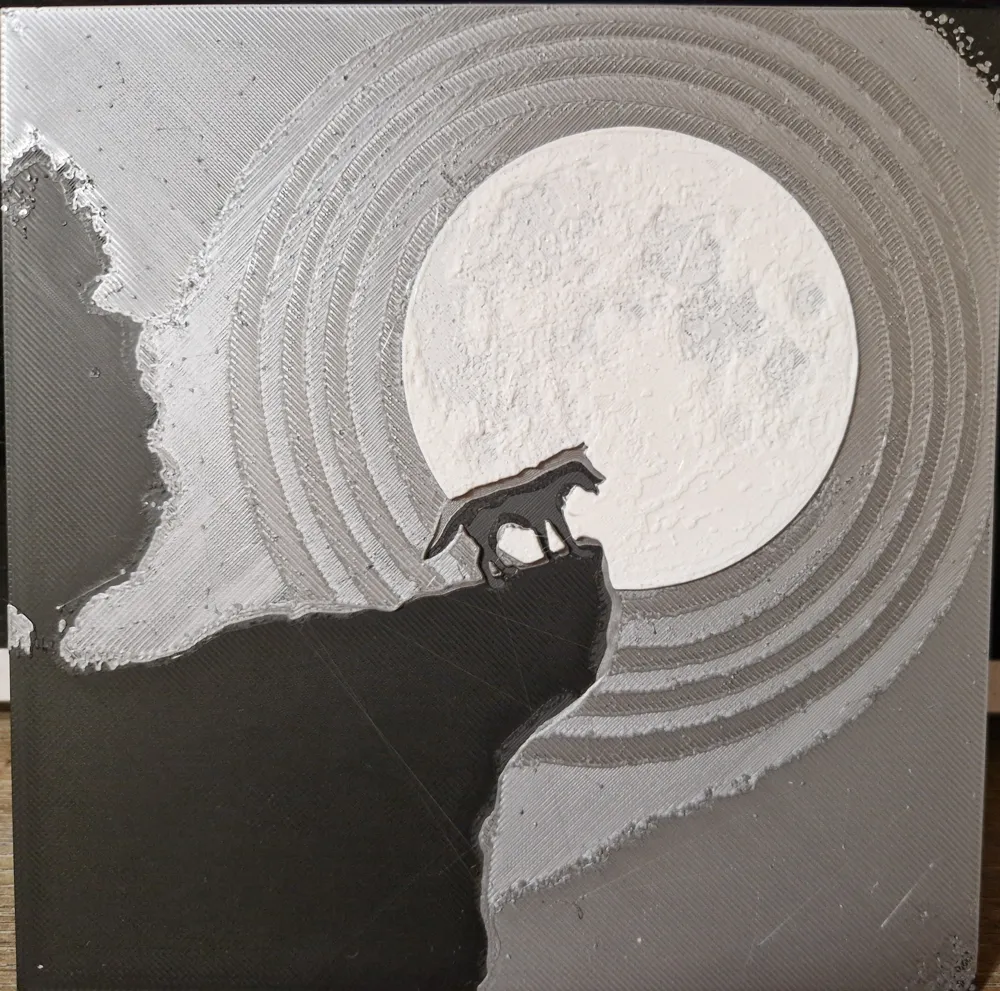 Wolf and moon by Zsabine MakerWorld: Download Free 3D Models