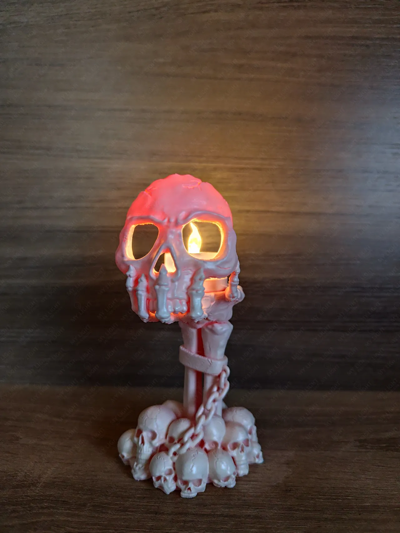 Skeleton Hand Skull LED Tealight Holder view 2
