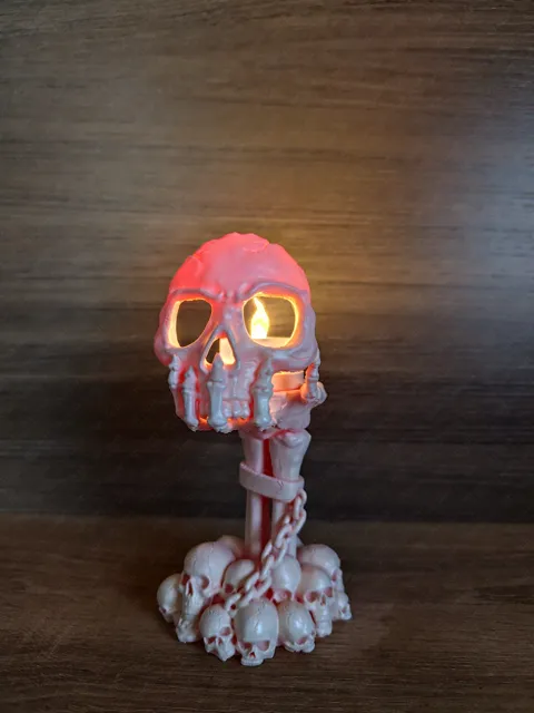 Skeleton Hand Skull LED Tealight Holder view 2