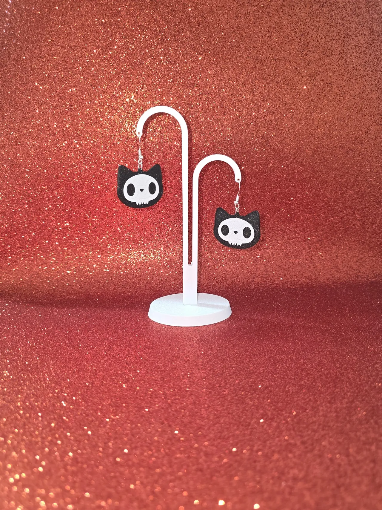 Sweet skull kitten earrings view 3