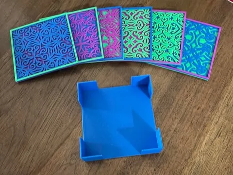 Decorative coaster set with holder