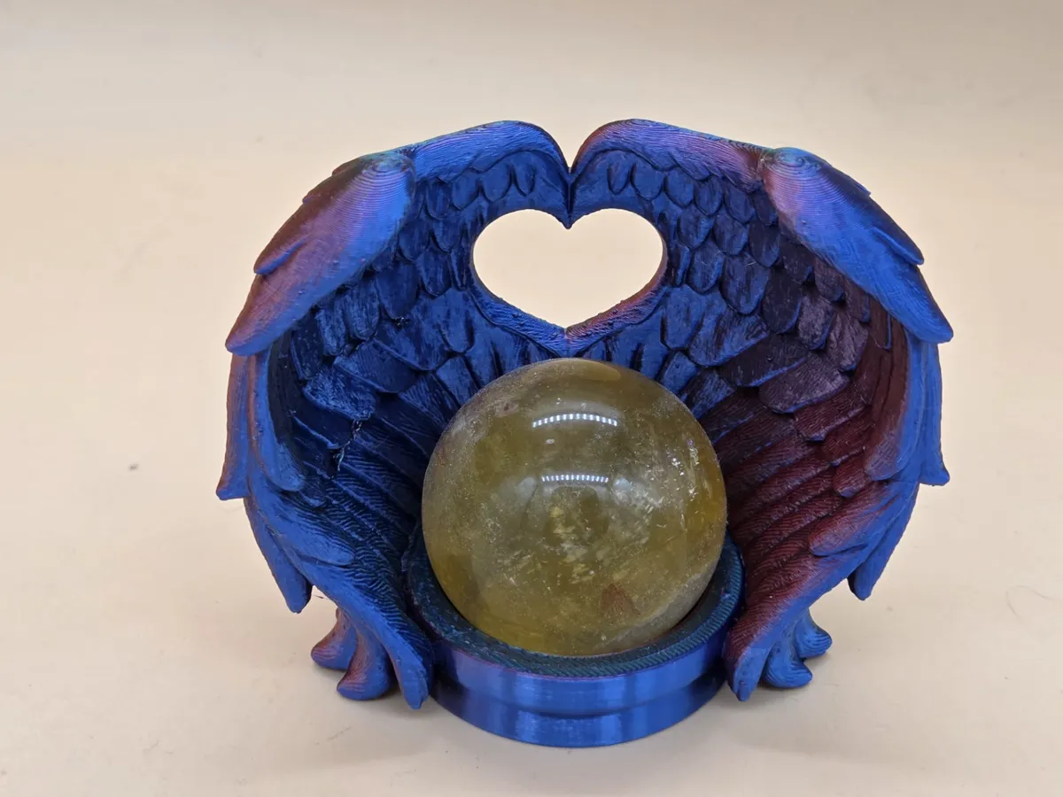 Angel Wings Sphere Holder with Heart - Free 3D Print Model - MakerWorld