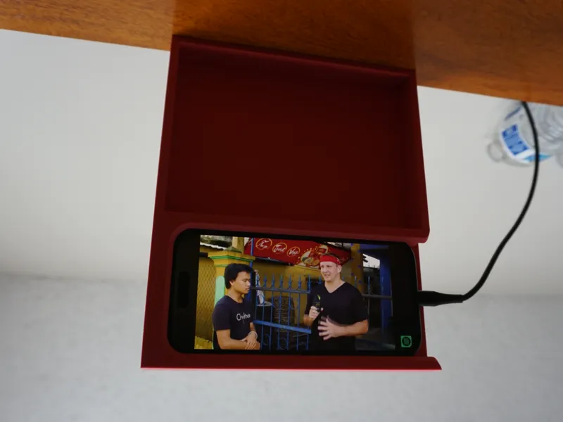 Headboard shelf with iPhone docking space