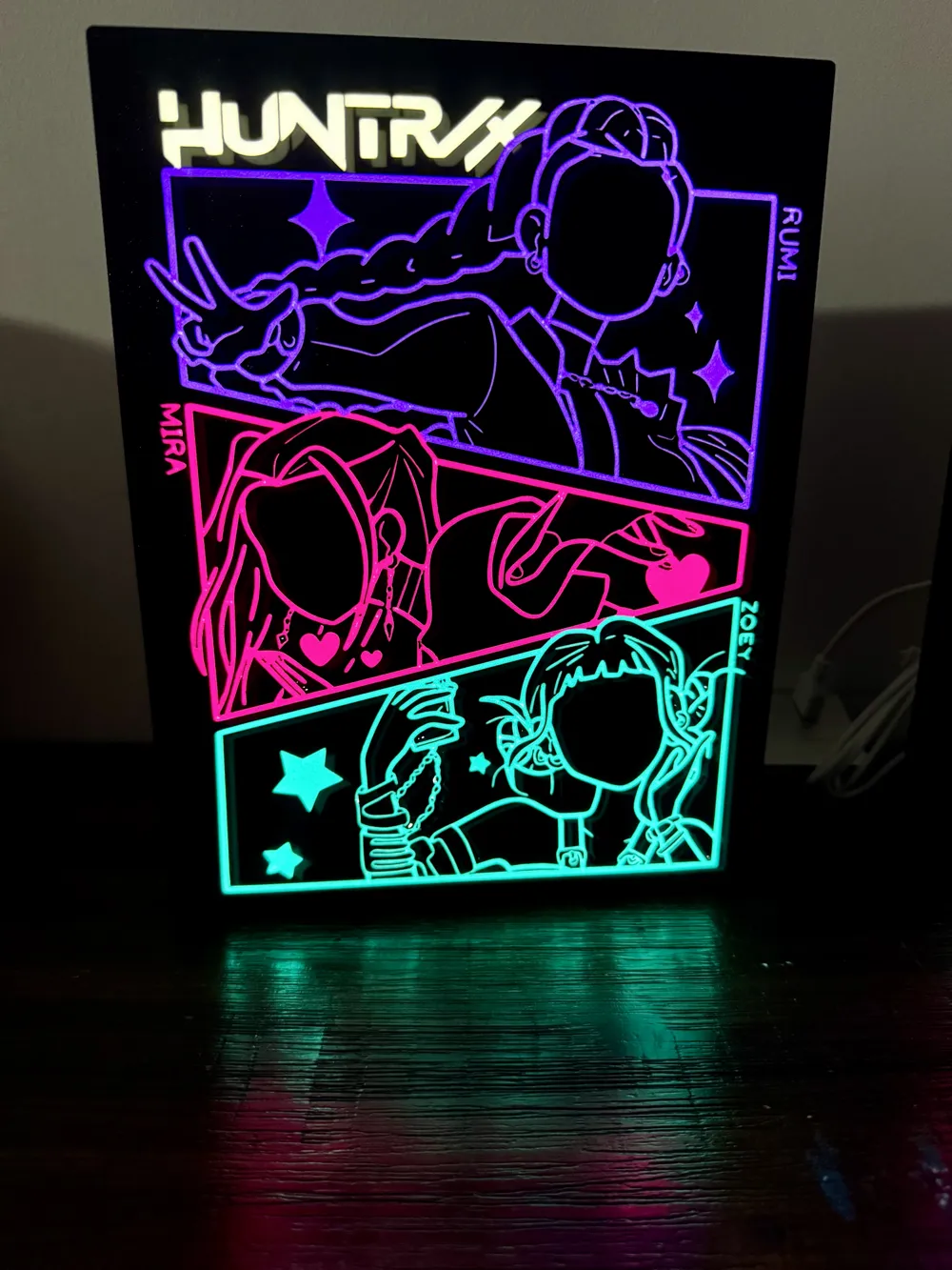 k-pop demon hunters: Huntrix LED Light up Sign - Free 3D Print Model ...