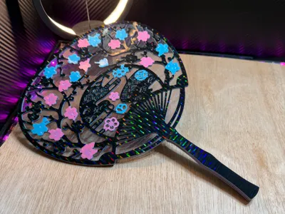 Elegant Japanese Uchiwa Fan spirit Art3Dchoix