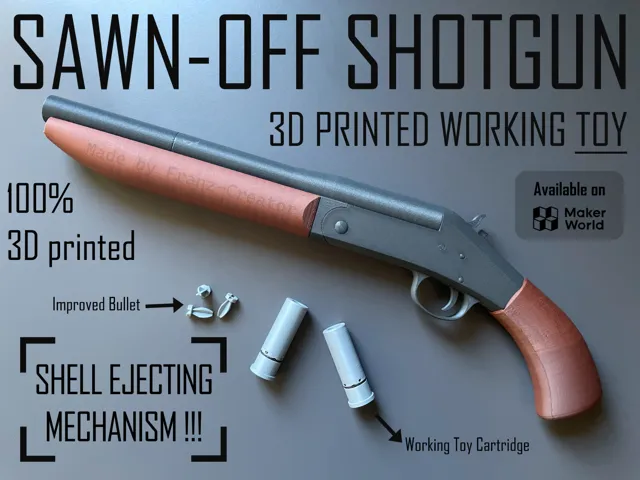 Sawn-off Shotgun - Working Toy - 100% 3D Printed