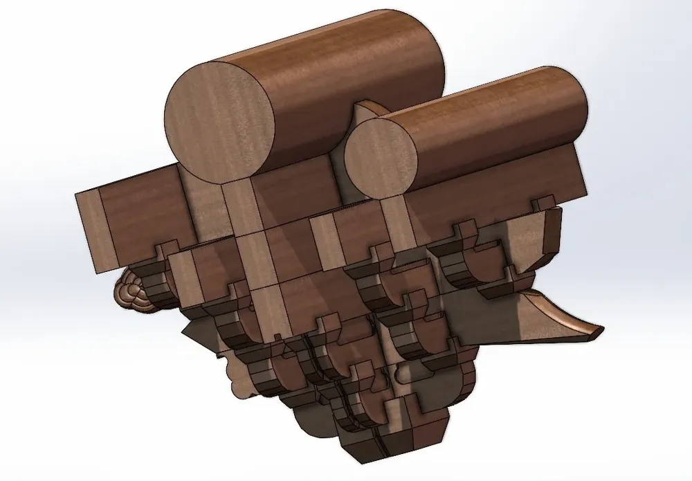 Simple Dougong Model Making Qing-style single-eave, single-angle, five-bracket dougong - Free 3D ...