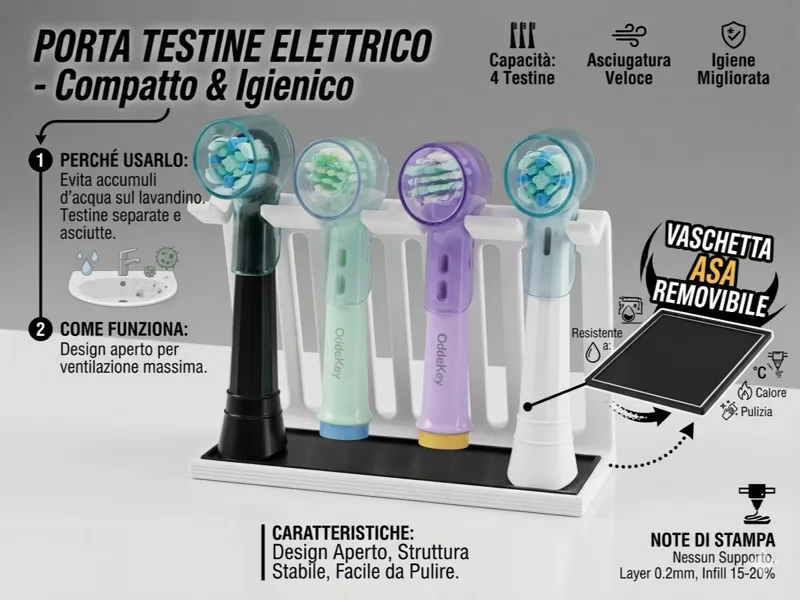 Porta Testine Spazzolino oral b con vasca recupero