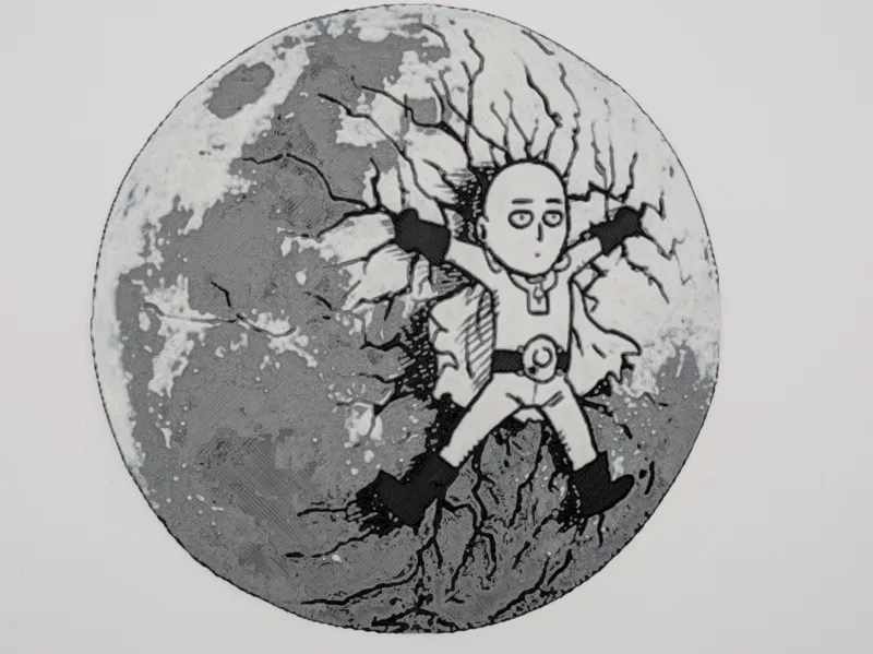 Saitama on the Moon - Hueforge from One Punch Man