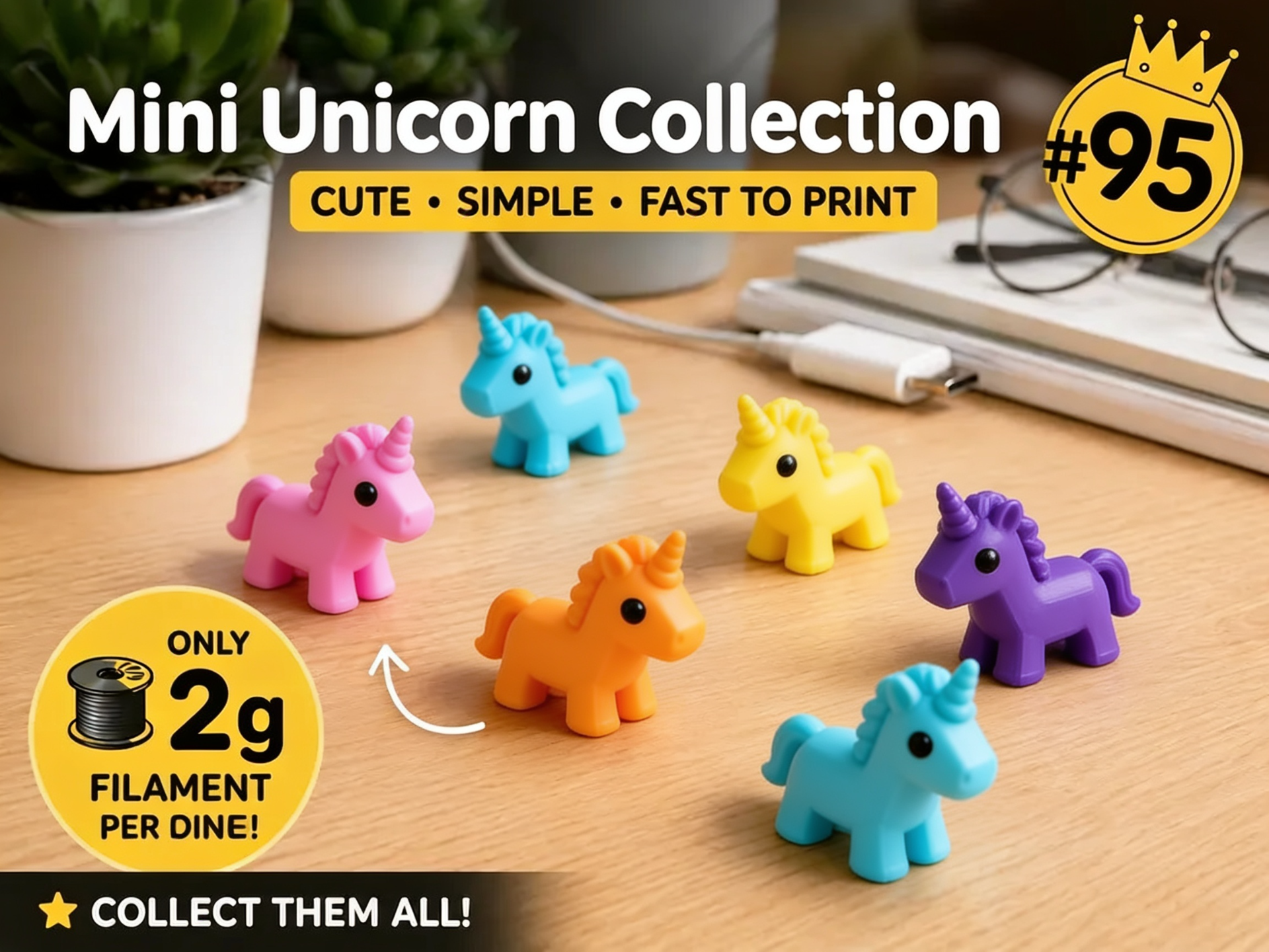 Mini Unicorn Fidget - Micro Zoo - 3D printed Decor, in stock in India