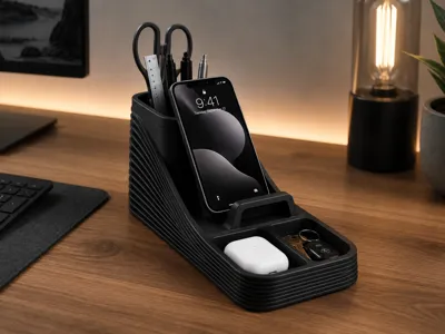 WaveDock – Modern Desk Organizer with Phone Holder