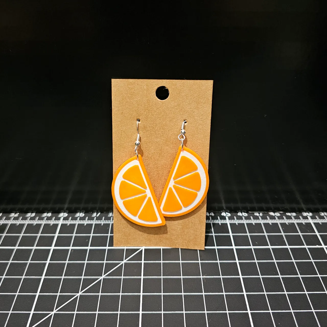 Orange - lemon earrings view 3