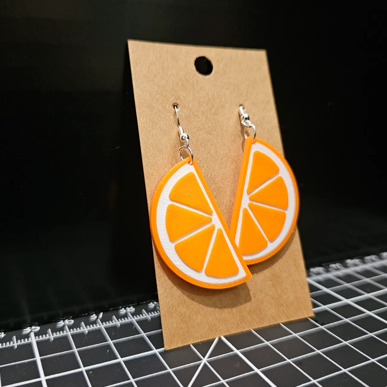 Orange - lemon earrings view 4