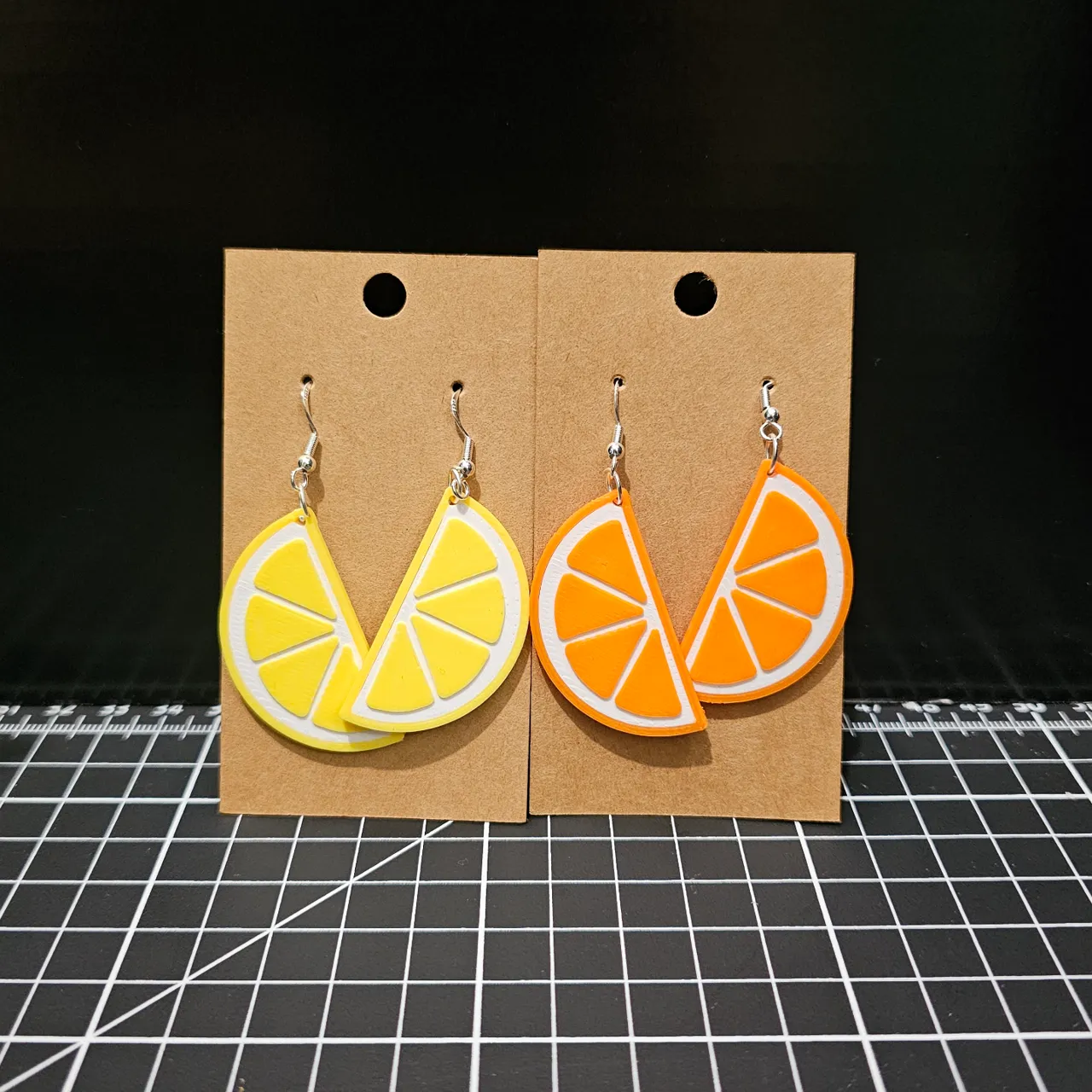 Orange - lemon earrings view 2