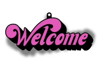Welcome Sign - Black and Pink Wall Decor