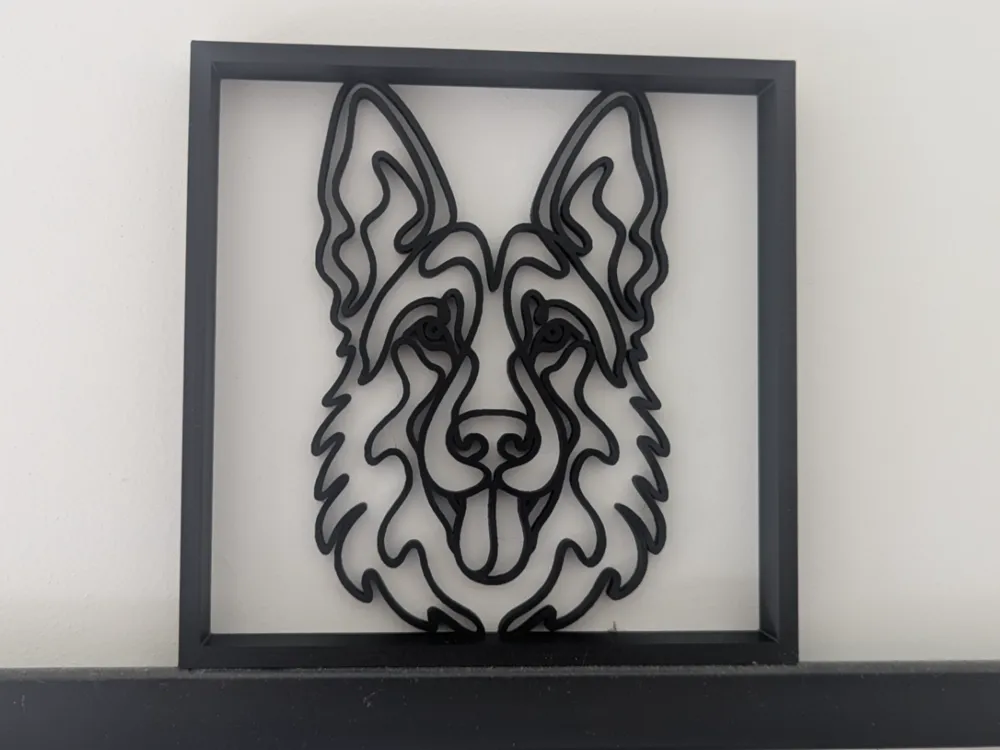 Marco decorativo: German Shepherd Dog One Line Art Frame. Referencia del modelo original.