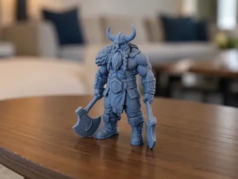 Escenografía en miniatura: Doppelaxt-Wikinger "Sturmbart" im Kampfmodus — referencia de MakerWorld