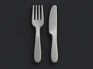 Fork and Knife Cafeteria Room Door Sign
