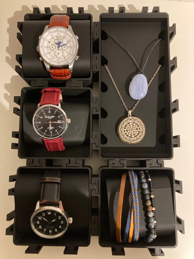bathroom organizer for clock, necklace, belt, bracelet