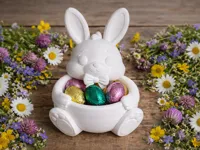 Lapin de Pâques avec bol — photo 2