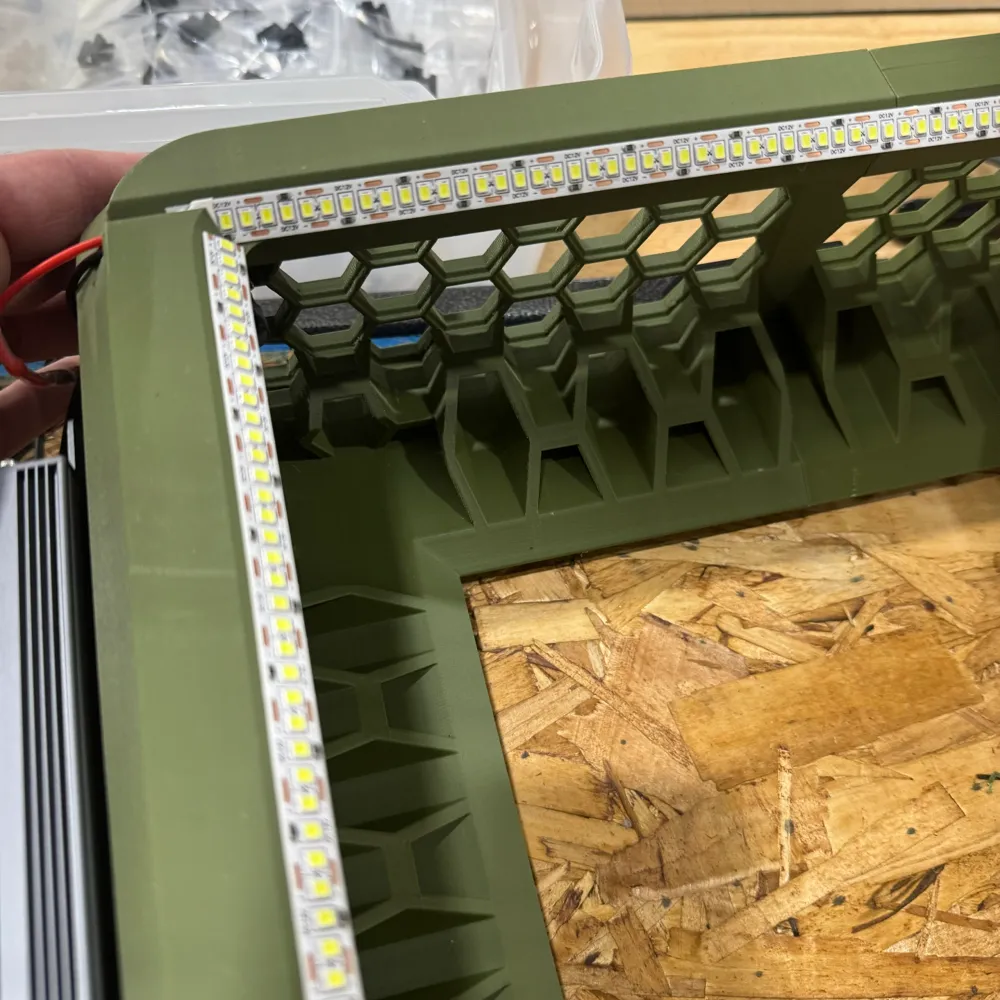 X3D-v3 Riser - integrated angled ledge for LED strip and rear power ...