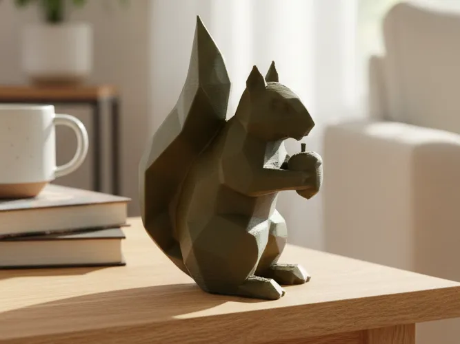 Scoiattolo con ghianda Low Poly