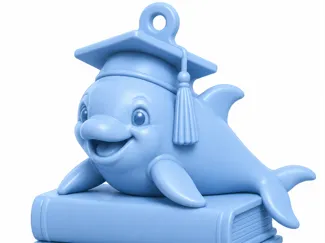 Graduation Dolphin On School Books