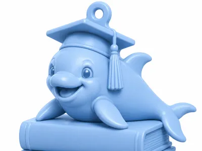 Graduation Dolphin On School Books