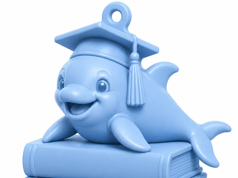 Graduation Dolphin On School Books