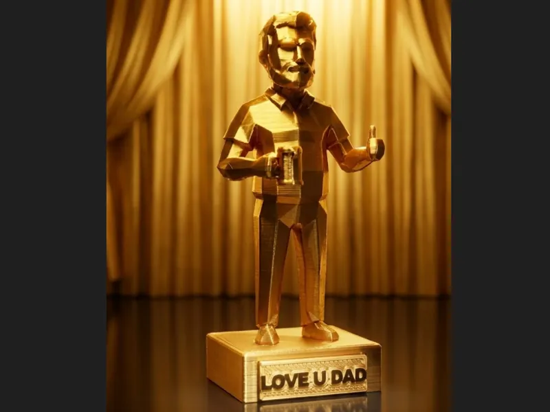 Low-Poly Beer Mug Dad Trophy (4 Text Plates)