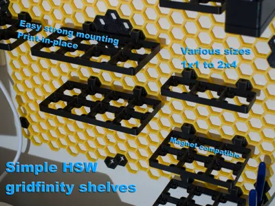 Honeycomb storage wall Gridfinity shelves