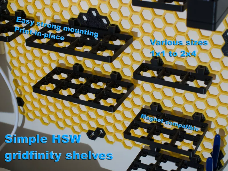 Honeycomb storage wall Gridfinity shelves