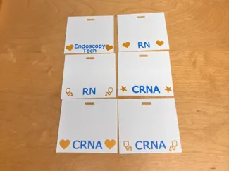 RN, CRNA, and Endoscopy Tech Badge Reel inserts